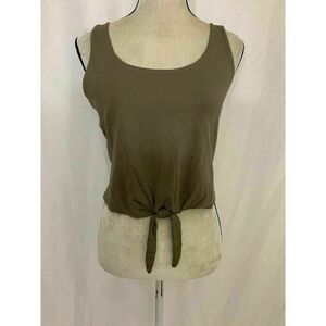 Splendid Womens New Solid Taupe Brown Scoop Neck Crop Tank Top 100% Cotton Small